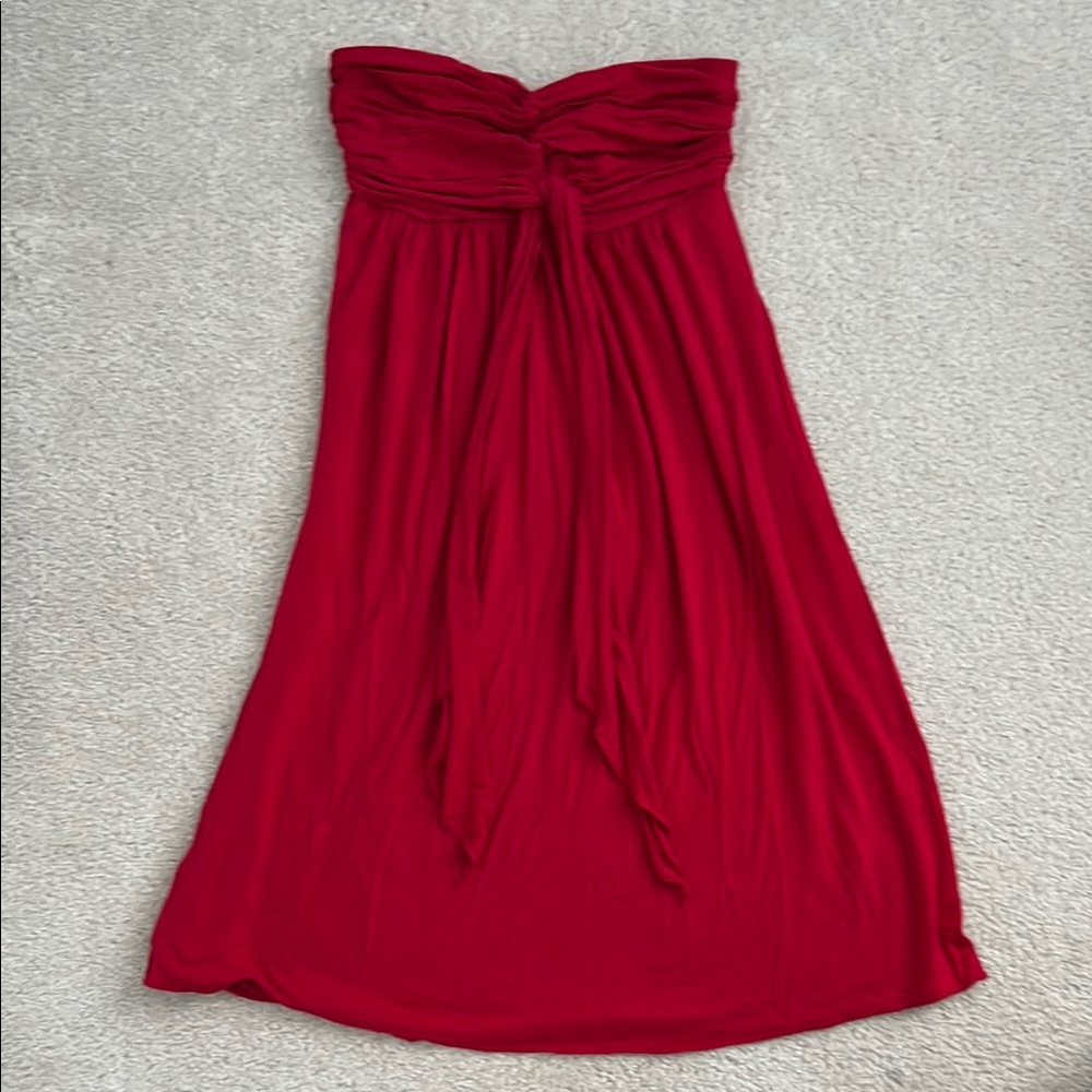 Express Red Strapless Cotton Sundress